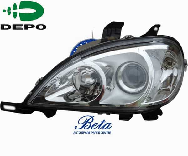 Left Side Headlamp with Motor for Mercedes ML-Class W163 1997-2004 models, Part Number 1638204561