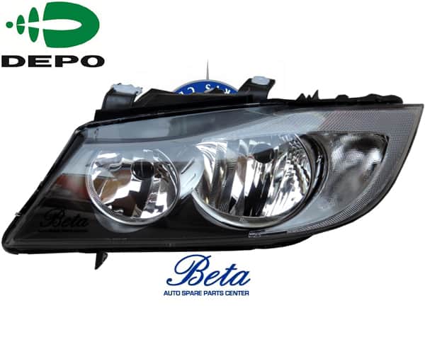 Left Side Headlamp -Black for BMW 3 Series E90 2005-2008 models, Part Number 6942721