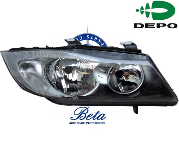 Right Side Headlamp -Black for BMW 3 Series E90 2005-2008 models, Part Number 6942722