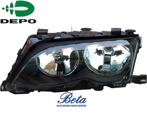 Left Side Headlamp -Black for BMW 3 Series E46 LCI 2002-2004 models, Part Number 6910955