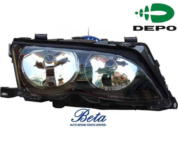 Right Side Headlamp -Black for BMW 3 Series E46 LCI 2002-2004 models, Part Number 6910956