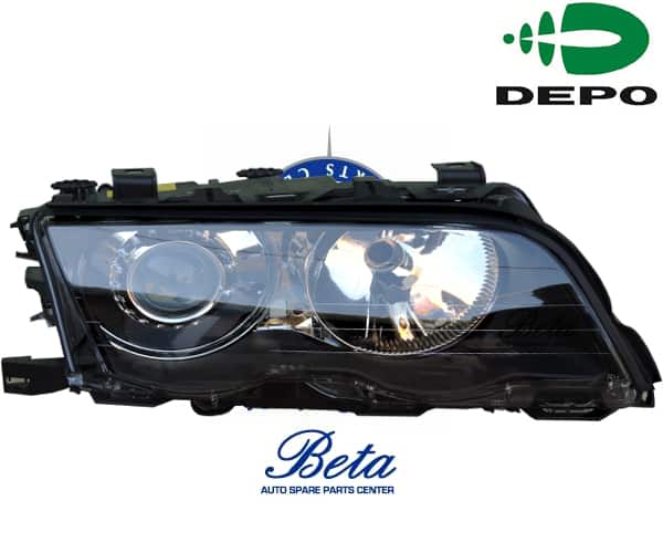 Right Side Headlamp -Black for BMW 3 Series E46 1998-2001 models, Part Number 6902746