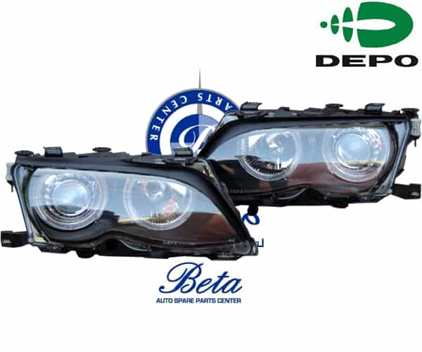 Headlamp Angel Eyes with Motor H7/ECE -Black for BMW 3 Series E46 LCI 2002-2004 models