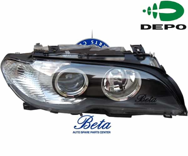 Right Side Headlamp with White Indicator -Black for BMW 3 Series E46 LCI 2002-2004 models