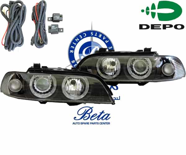 Headlamp with Angle Eyes -Black for BMW 5 Series E39 1996-2002 models