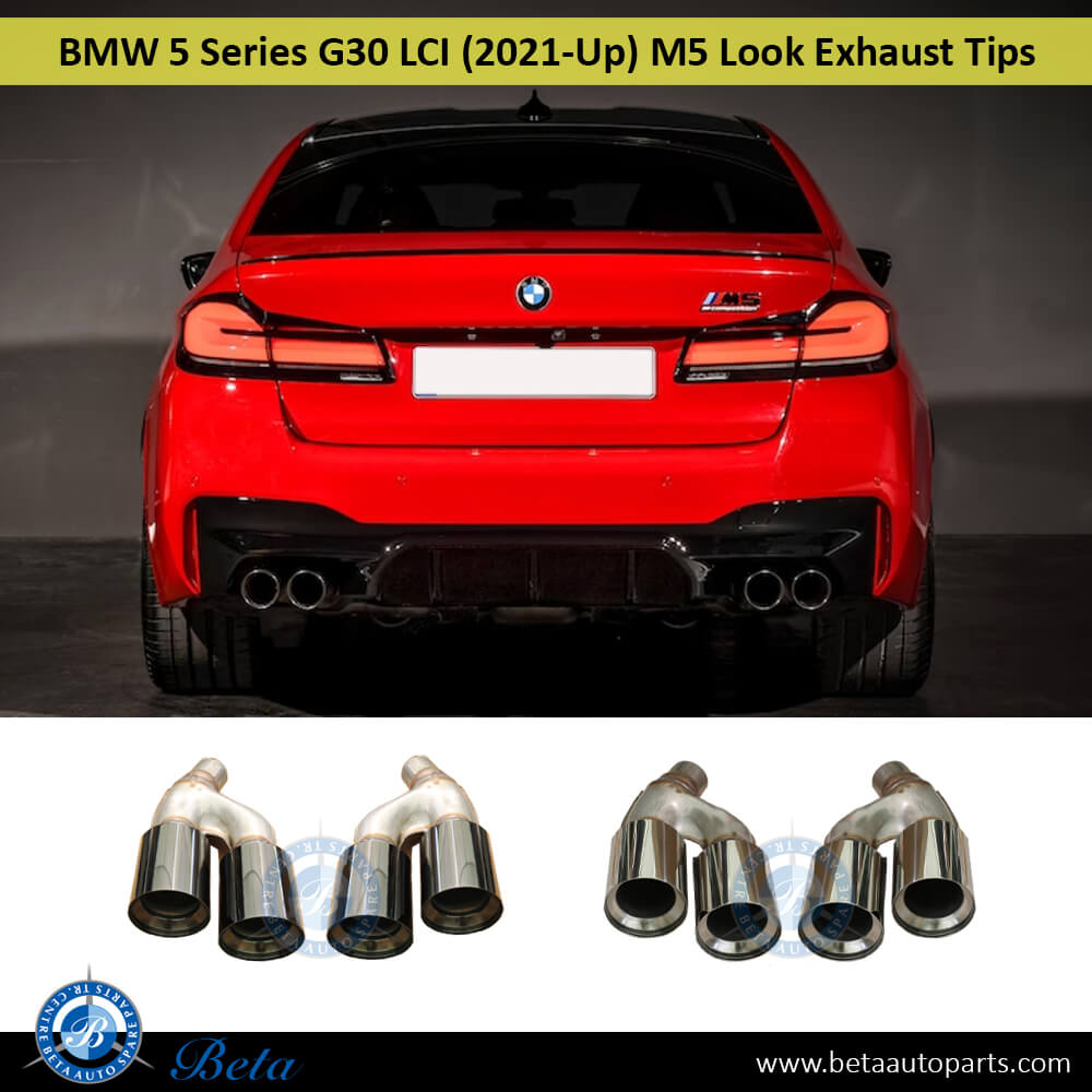 BMW 5 Series G30 LCI (2021-Up), Exhaust Tips M5 Look (Black), China, 18308631958 / 18308631959