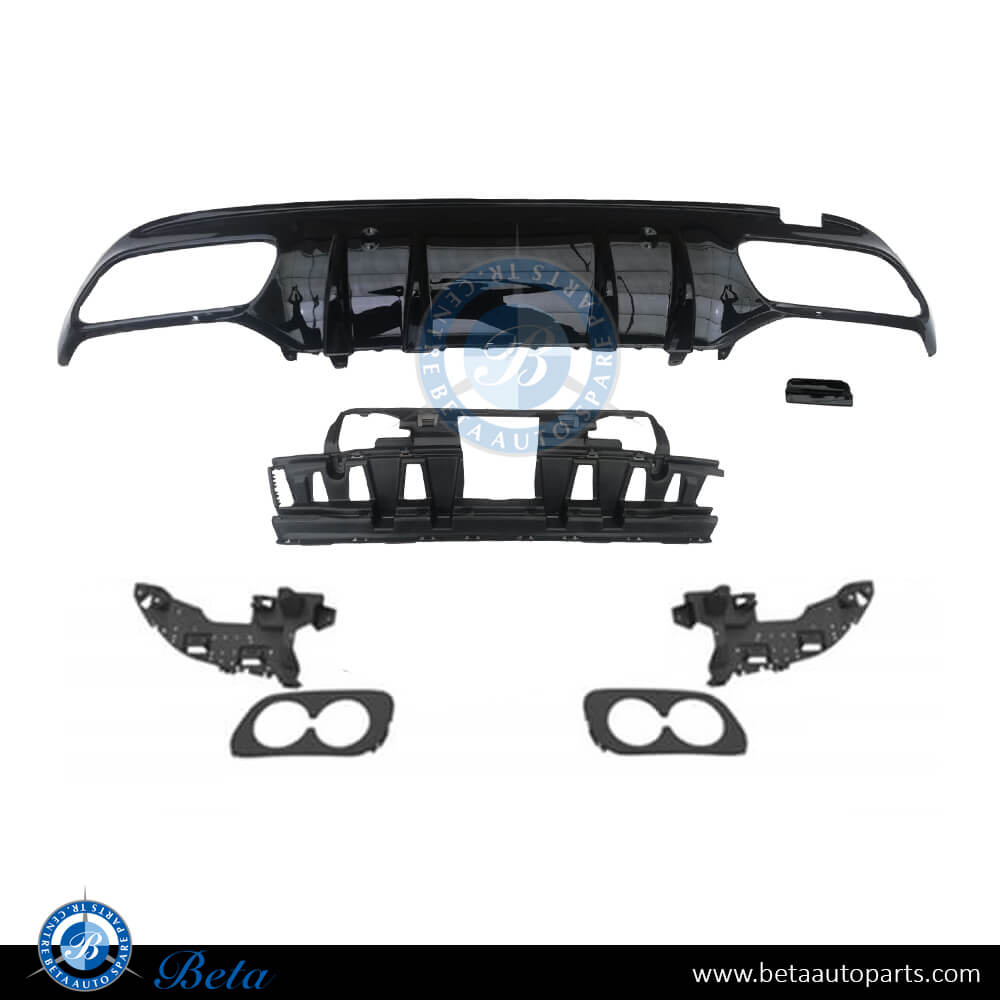 Rear Diffuser assembly AMG C43 for Normal AMG Black Color for Mercedes C-Class W205 2015-2018 models, Part Number 2058859238