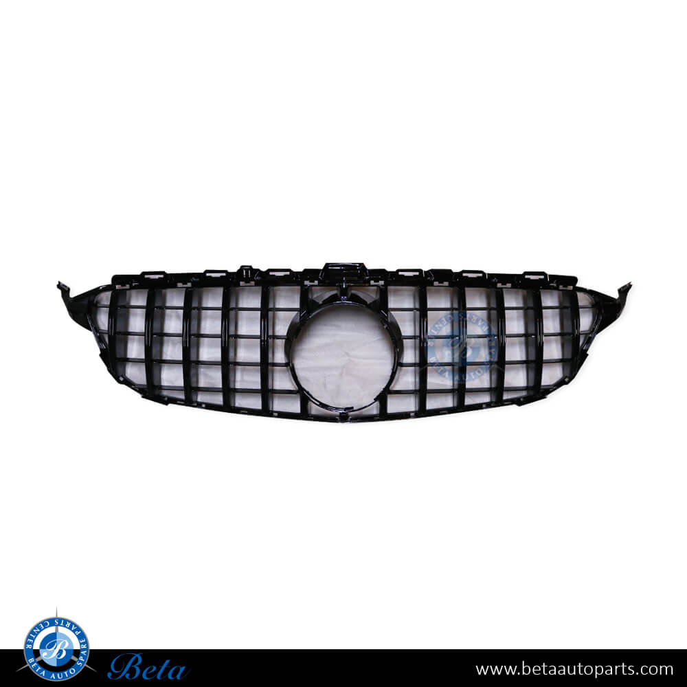 Radiator Grille without Camera Hole GT Look All Black for Mercedes C-Class W205 2015-2018 models, Part Number 2058881A23