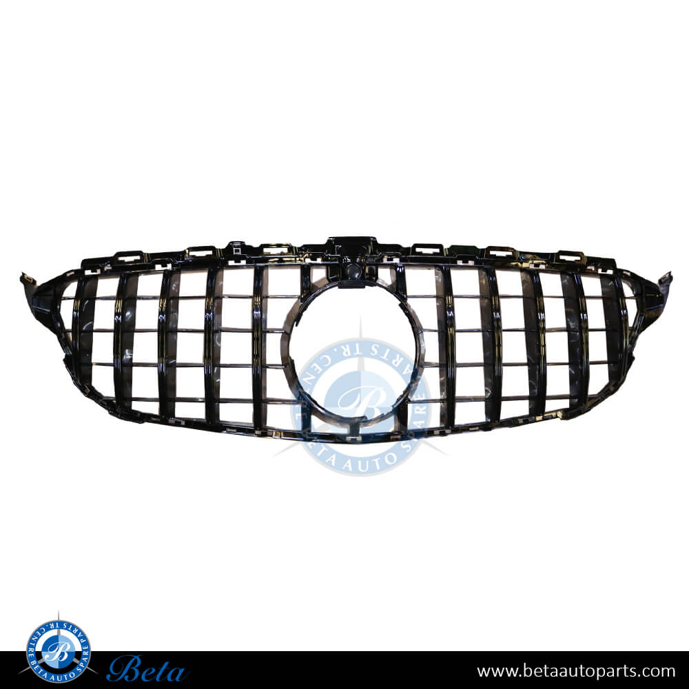 Radiator Grille with Camera Hole GT Look All Black for Mercedes C-Class W205 2015-2018 models, Part Number 2058882A23