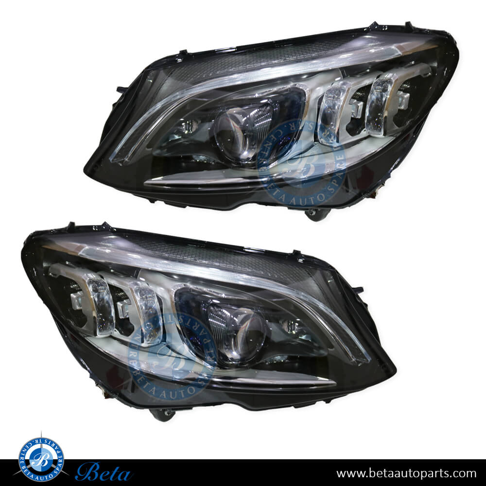 Headlamp Upgrade from Static LED to 2019 Dynamic LED look Blue LED for Mercedes C-Class W205 2015-2018 models, Part Number 2059066404 / 2059066504