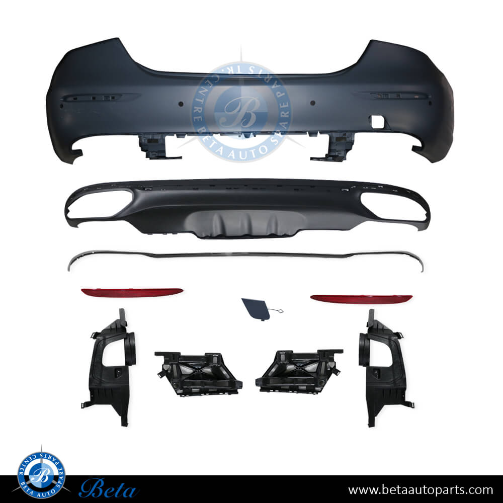 Rear Bumper with PDC with Park Assist for Mercedes E-Class W213 2021-Up models, Part Number 2138854903