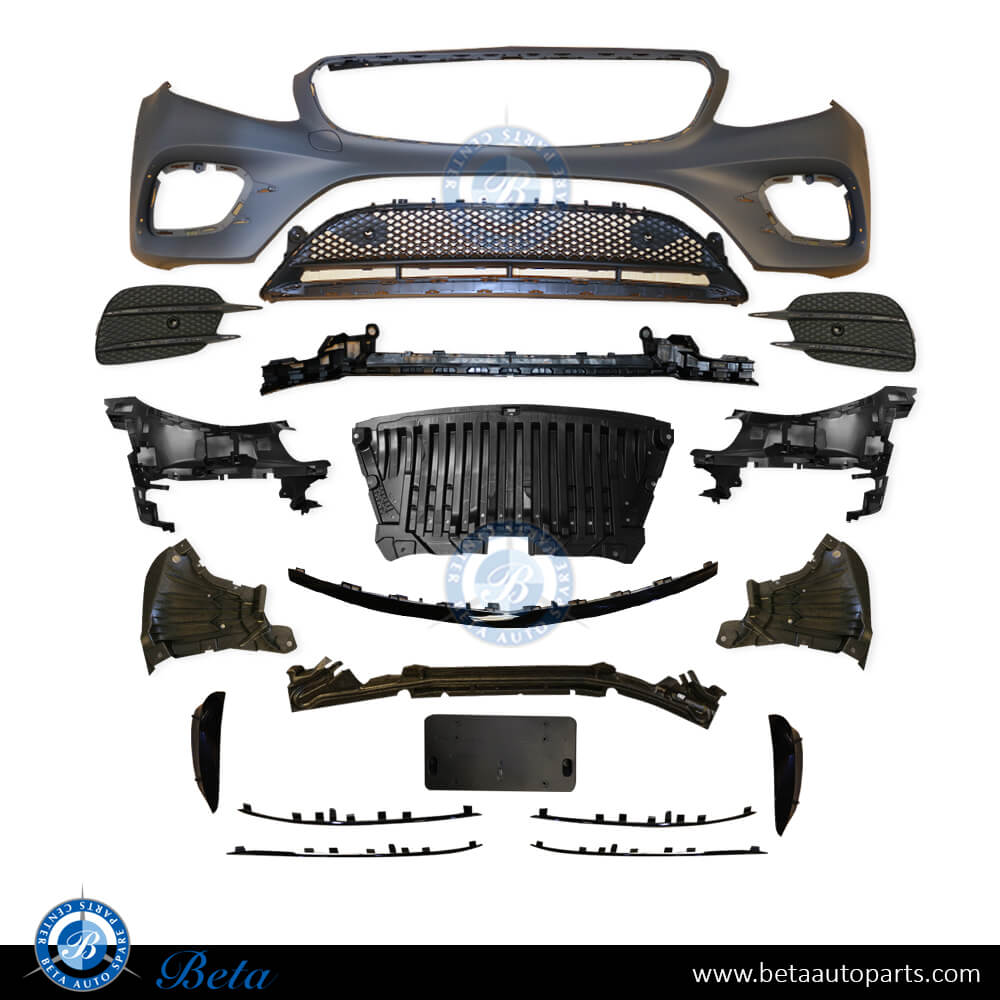 Front Bumper with PDC AMG E43 Gloss Black color for Mercedes E-Class W213 2017-2020 models, Part Number 21388569021