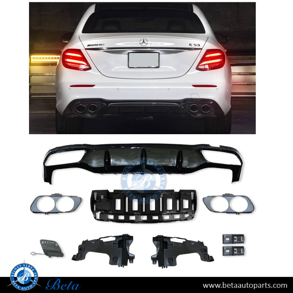 Rear Diffuser AMG E53 for Normal AMG Black Color for Mercedes E-Class W213 2017-2020 models, Part Number 2138857002