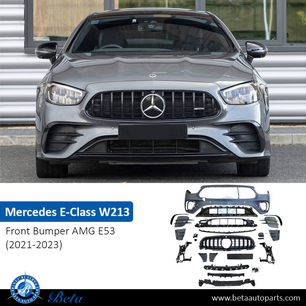 Mercedes E-Class W213 (2021-2023), Front Bumper AMG E53 with Radiator Grille GT Look with Park Assist, Taiwan, 2138857704