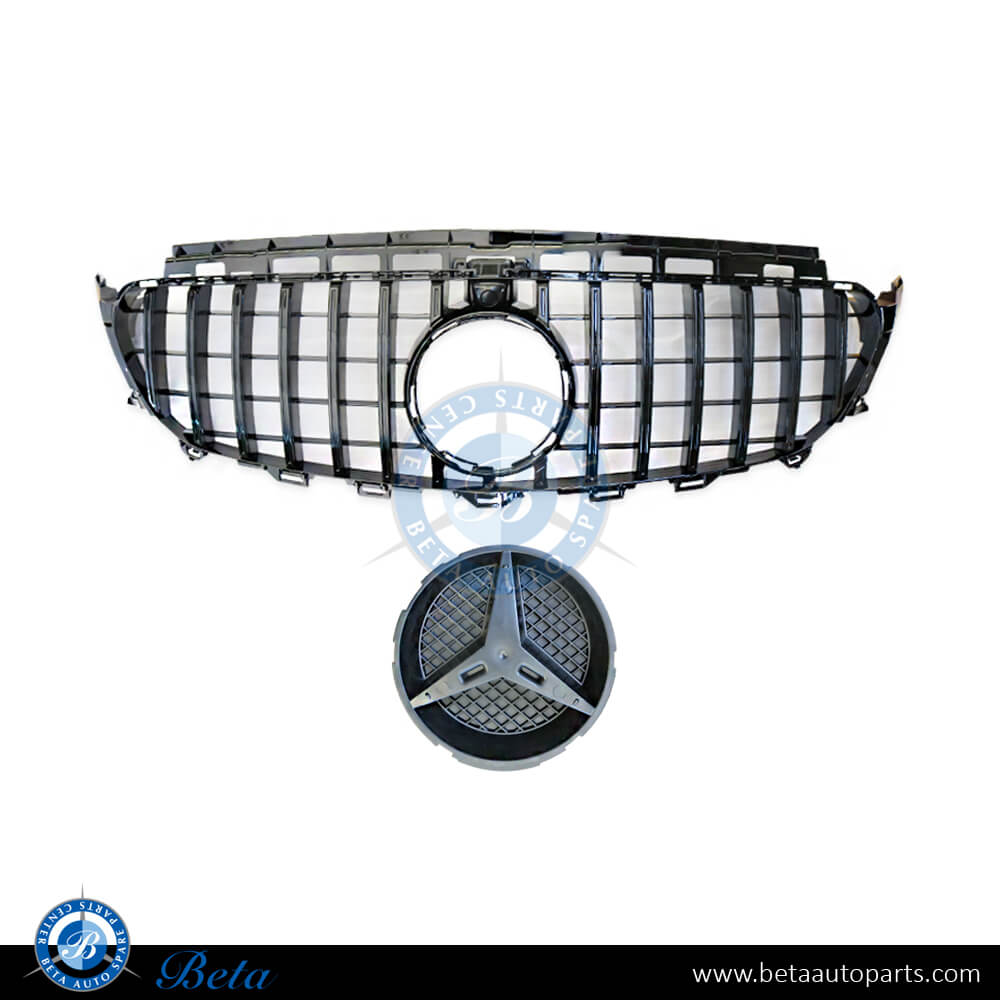 Grille GT Look with Camera hole All Black for Mercedes E-Class W213 2017-2020 models, Part Number 2138881A23