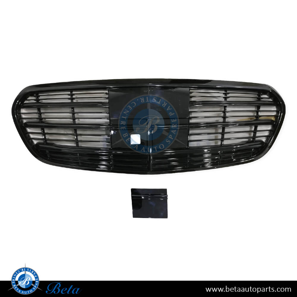 Radiator Grille with ACC and Camera Hole All Black for Mercedes S-Class W223 2021-Up models, Part Number 2238804100