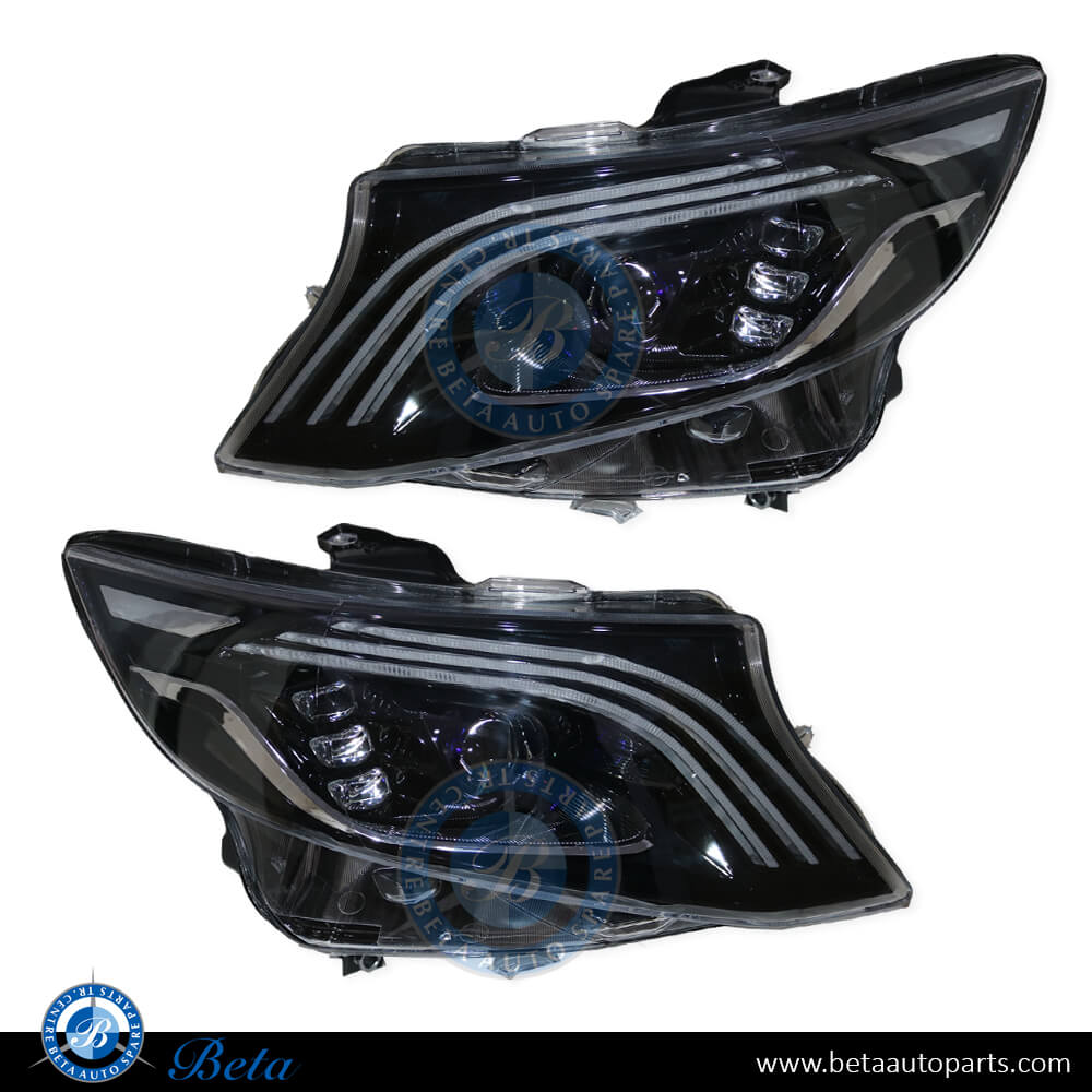 Headlamps Upgrade From Halogen to W222 Headlamp Look for Mercedes Vito W447 2015-Up models, Part Number 4478200061 / 4478200161