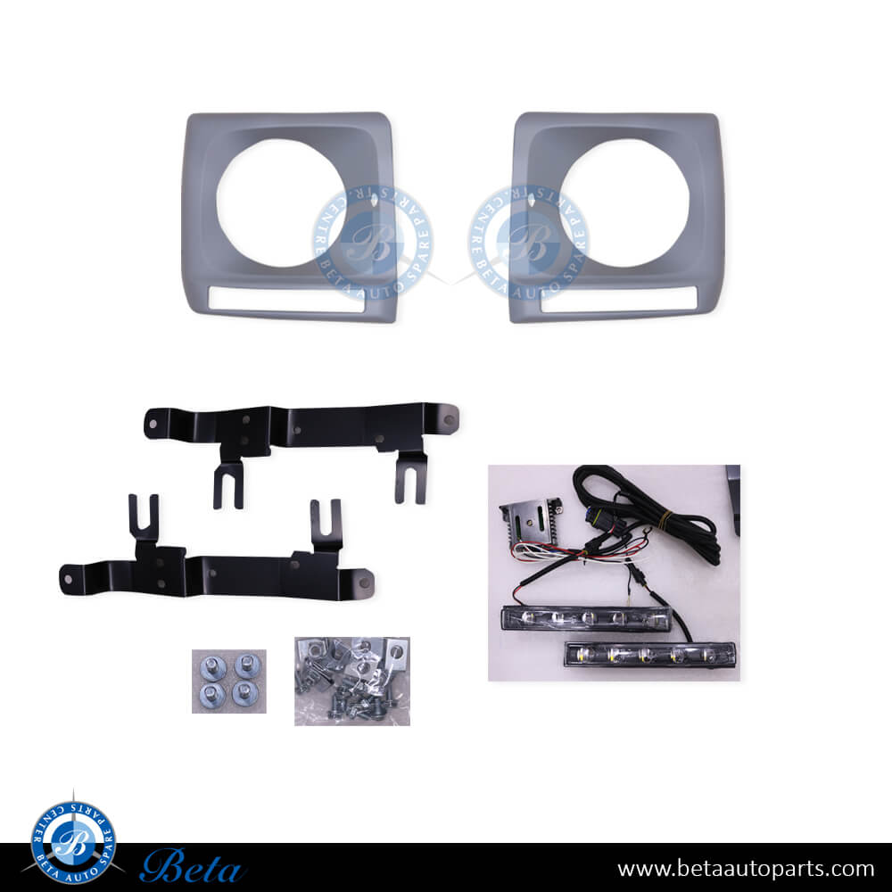 Headlamp Frames with Day Running Lamps DRL - Black for Mercedes G-Class W463 1992-2017 models, Part Number 4638840174/4638840274