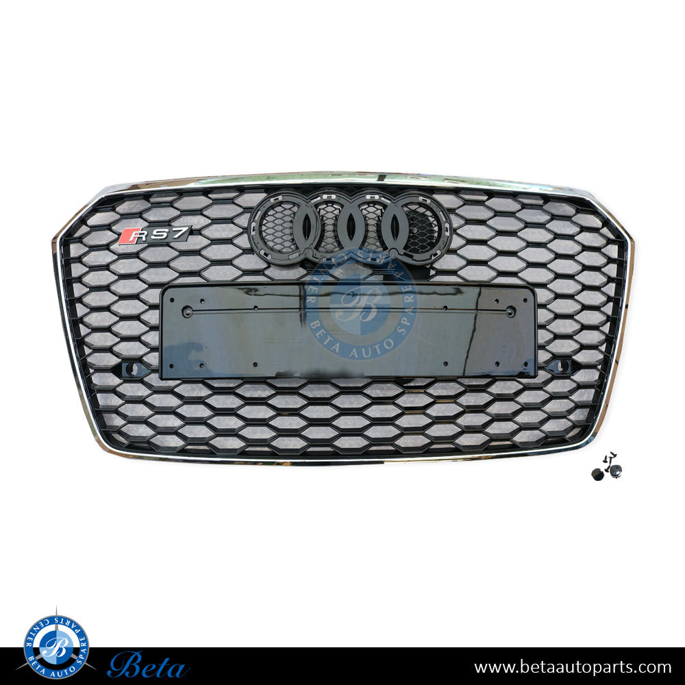 Grille RS7 Look Black and Chrome color for Audi A7 2015-2017 models, Part Number 4G8853651E