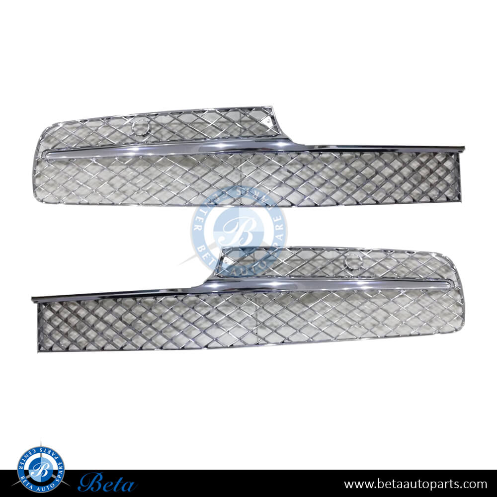 Front bumper lower grilles Chrome color for Bentley Flying Spur 2016-2019 models, Part Number 4W0807647H/4W0807648R