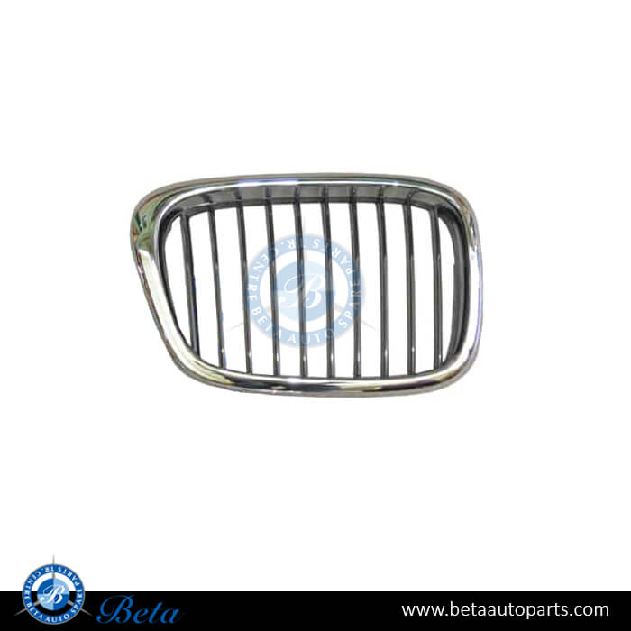 Right Side Grille - Black and Chrome for BMW 5 Series E39 1996-2000 models, Part Number 51132497262