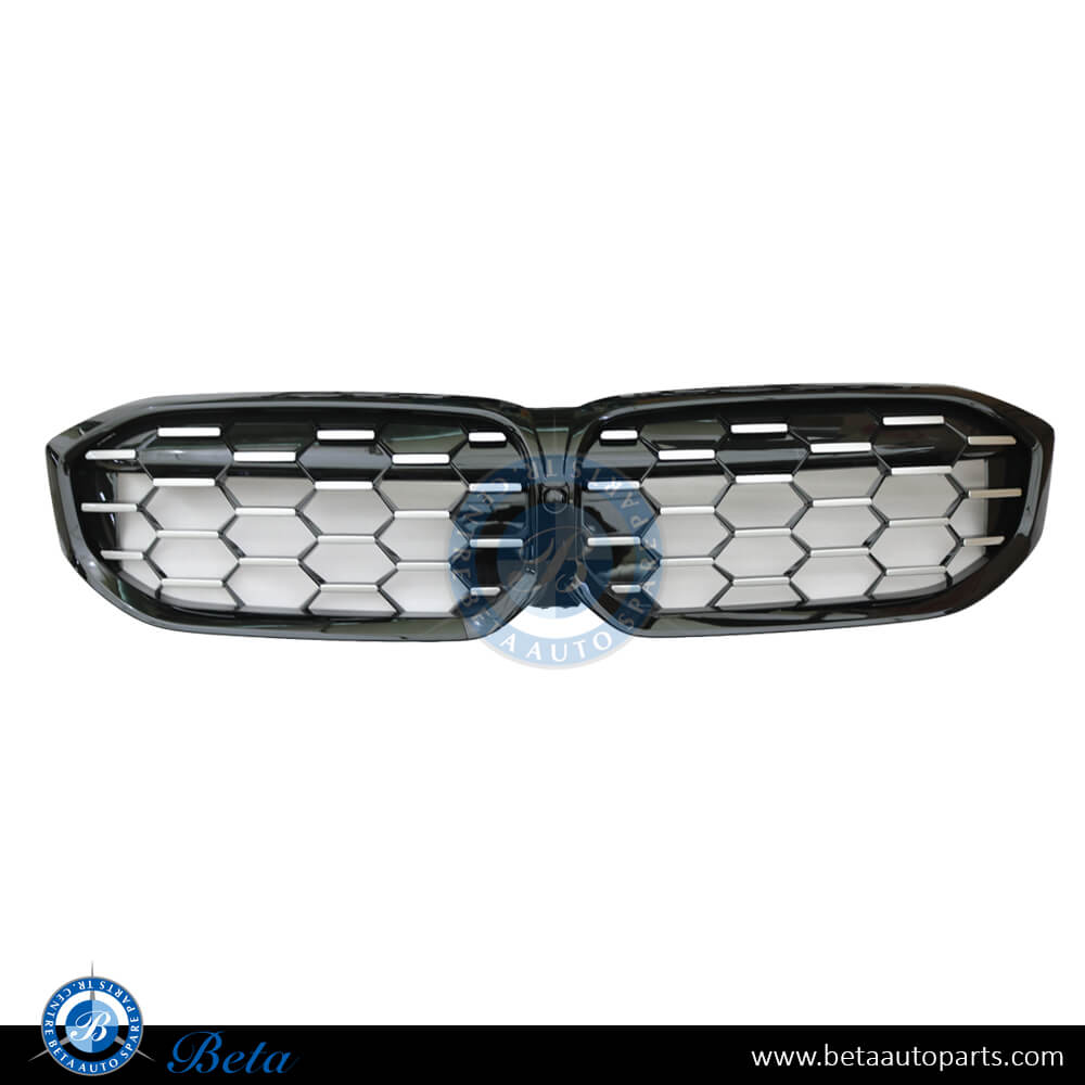 Radiator Grille M340 Look with Camera Hole Black and Chrome color for BMW 3 Series G20 LCI 2023-Up models, Part Number 51135A357F8