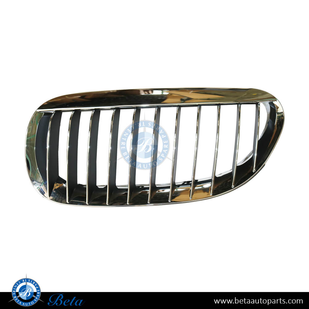 Left Side Radiator Grille - Black and Chrome for BMW 6 Series E63 2004-2007 models, Part Number 51137077931