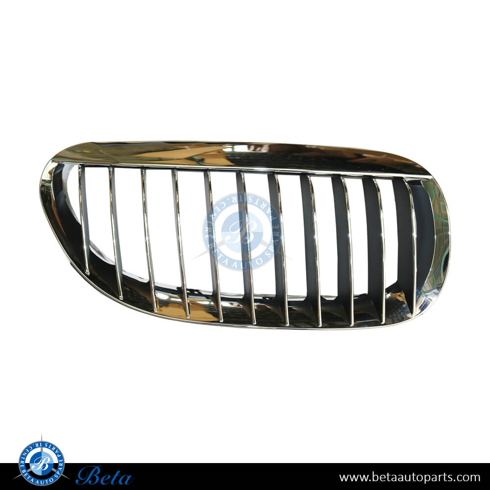 Right Side Radiator Grille - Black and Chrome for BMW 6 Series E63 2004-2007 models, Part Number 51137077932