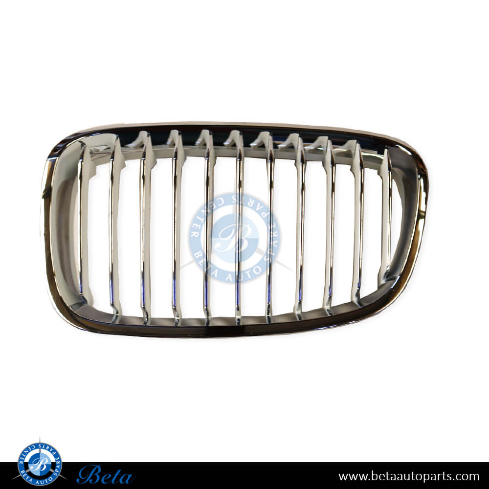 Left Side Radiator Grille - White and Chrome for BMW 1 Series F20 / F21 2012-2014 models, Part Number 51137262119