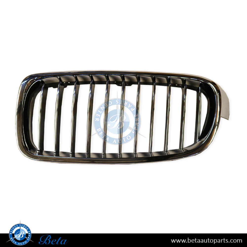 Left Side Radiator Grille - Black and Chrome for BMW 3 Series F30 2012-2018 models, Part Number 51137263481