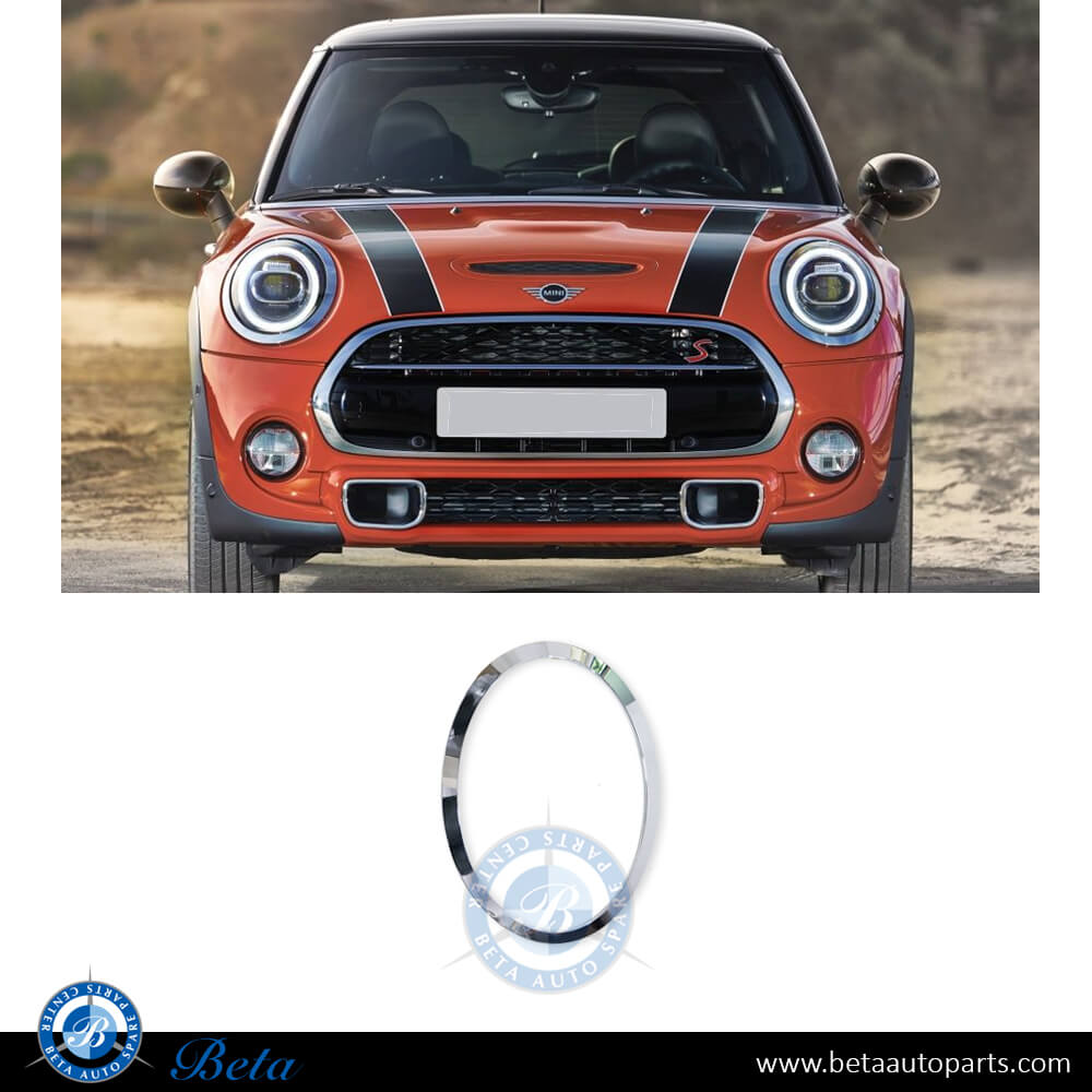 Right Side Headlamp Ring Chrome for Mini Hatch F55/F56 2014-Up models, Part Number 51137300632