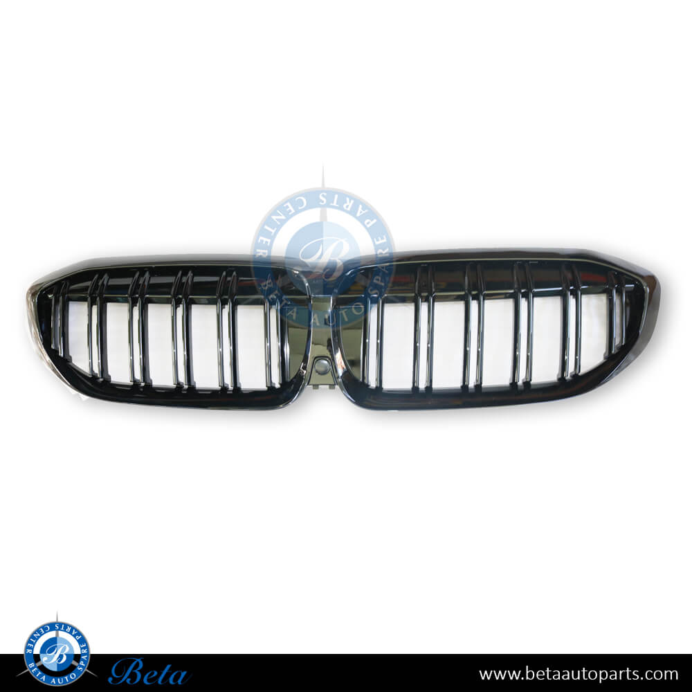 Grille M look 2 Lines Gloss Black color for BMW 3 Series G20 2019-up models, Part Number 51138072085