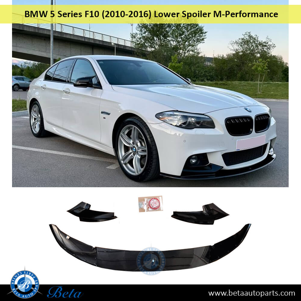 BMW 5 Series F10 (2010-2016), Front Bumper Lower Spoiler M-Performance For M-Tek (Gloss Black), China, 51192219338