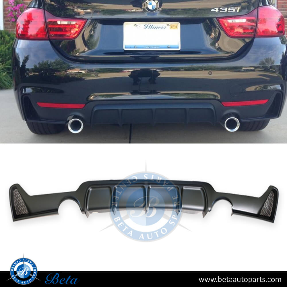 Rear Diffuser M-Performance for M-Tek 435i Matt Black color for BMW 4 Series F32 2014-2020 models, Part Number 51192339218