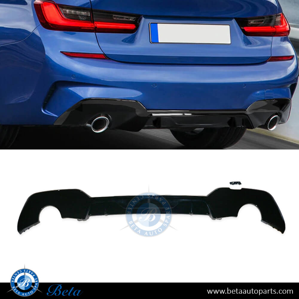 Rear Diffuser M-Performance for M-Tek Gloss Black color for BMW 3 Series G20 2019-Up models, Part Number 51192455856