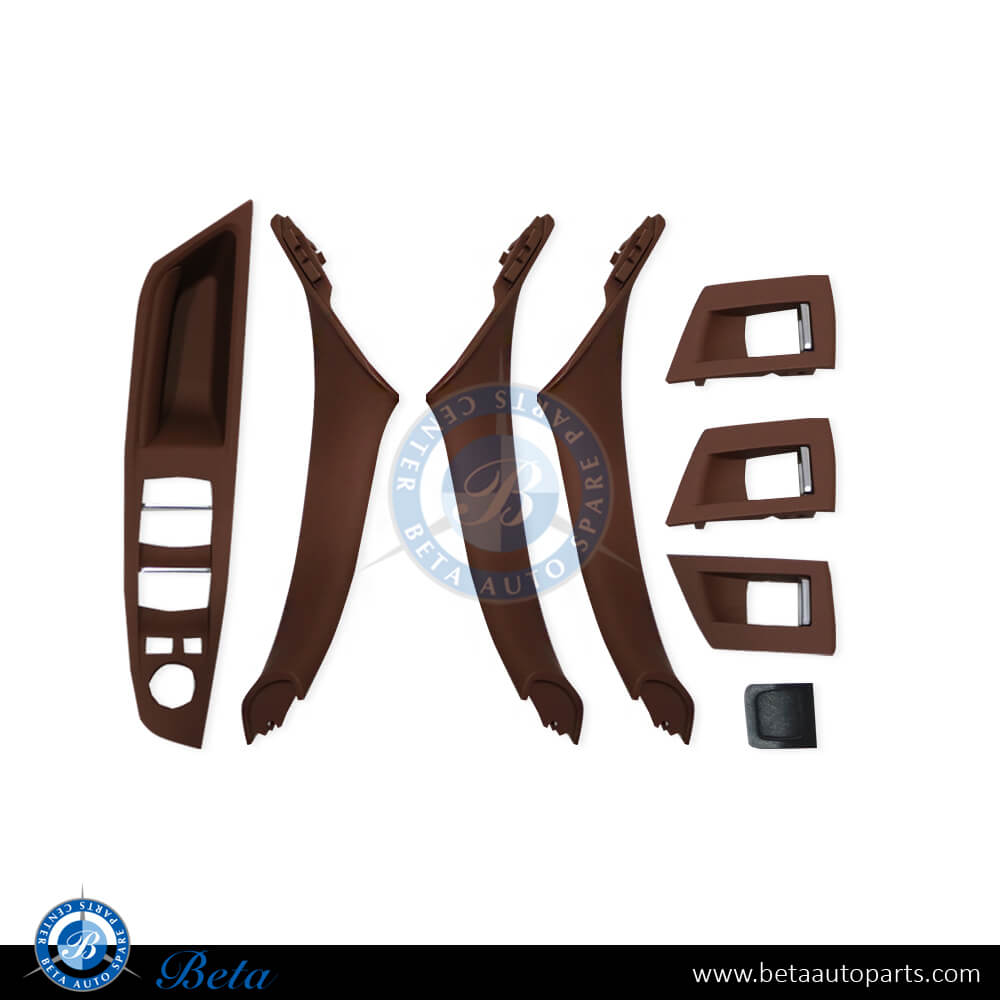 Door handle set brown for BMW 5 Series F10 2010-2016 models, Part Number 51417225859 / 51417225860