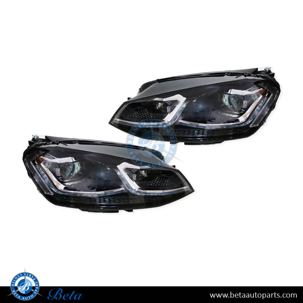 Headlamp Upgrade to 7.5 LED Look Silver Color for Volkswagen Golf 7 2013-2017 models, Part Number 5G1941005E / 5G1941006E