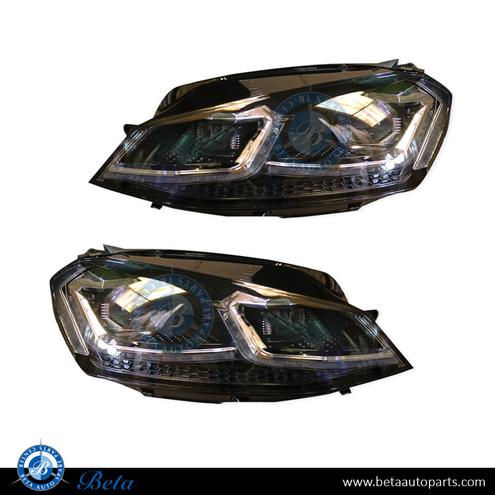 Headlamp Upgrade to 7.5 Full LED R-Line Look Silver Color for Volkswagen Golf 7 2013-2016 models, Part Number 5G1941005E/5G1941006E