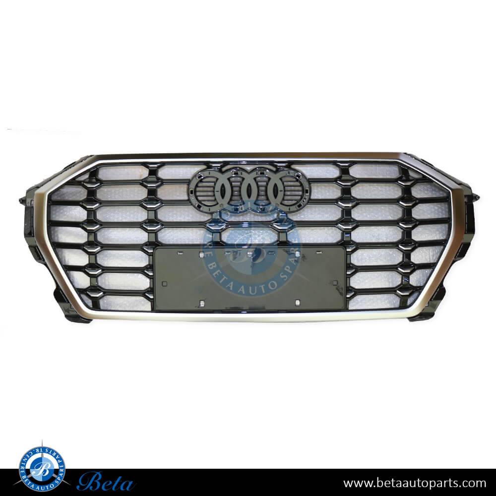 Radiator Grille Black and Chrome color for Audi Q3 S-Line 2019-Up models, Part Number 83A853651BRN4