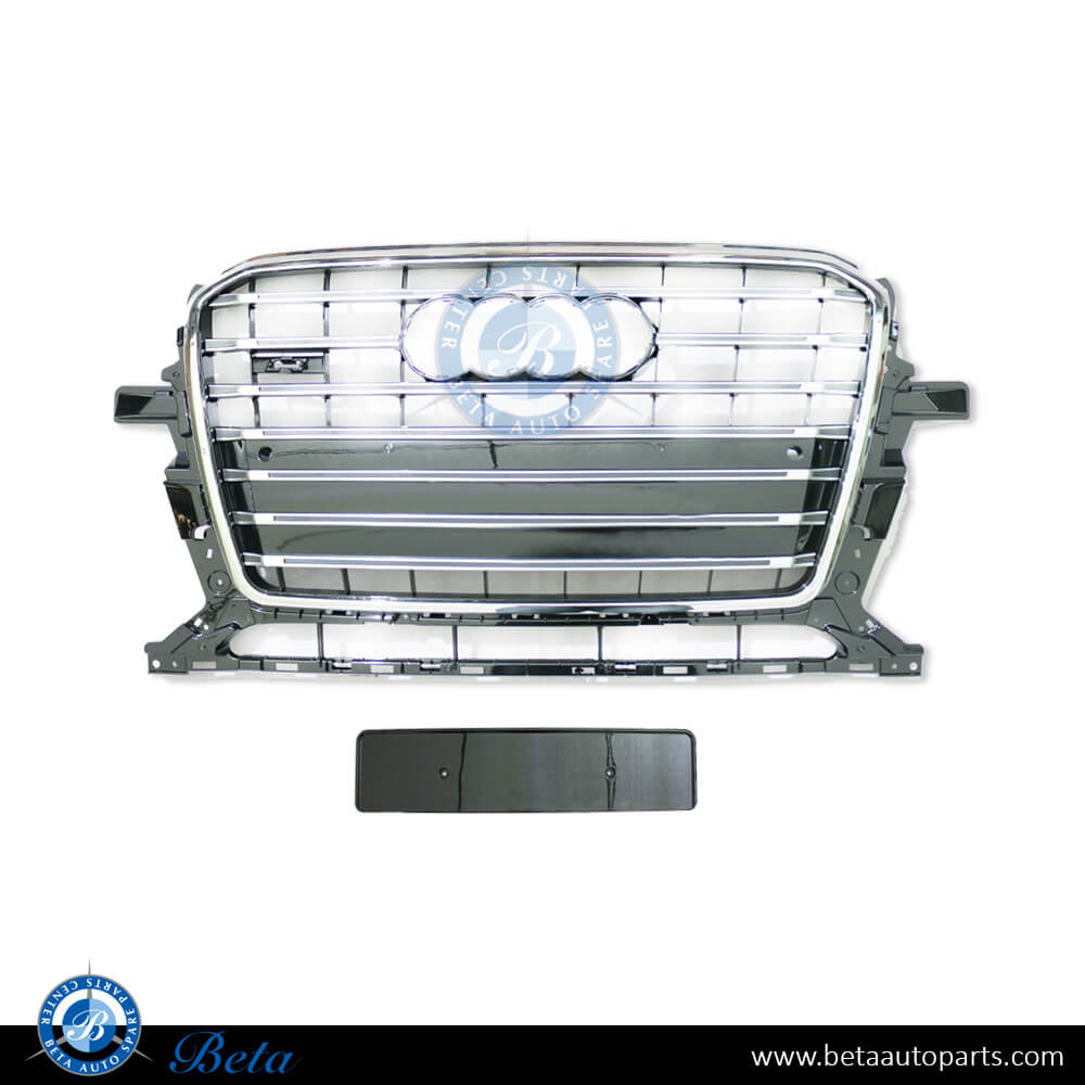 Grille SQ5 Look Black and Chrome color for Audi Q5 2013-2017 models, Part Number 8R0853651AD