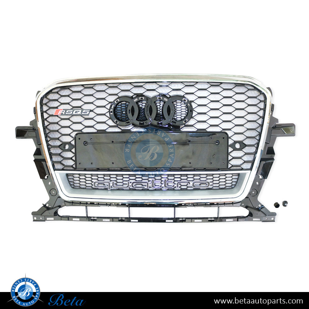 Grille RSQ5 Look Black and Chrome color for Audi Q5 2013-2017 models, Part Number 8R0853651R