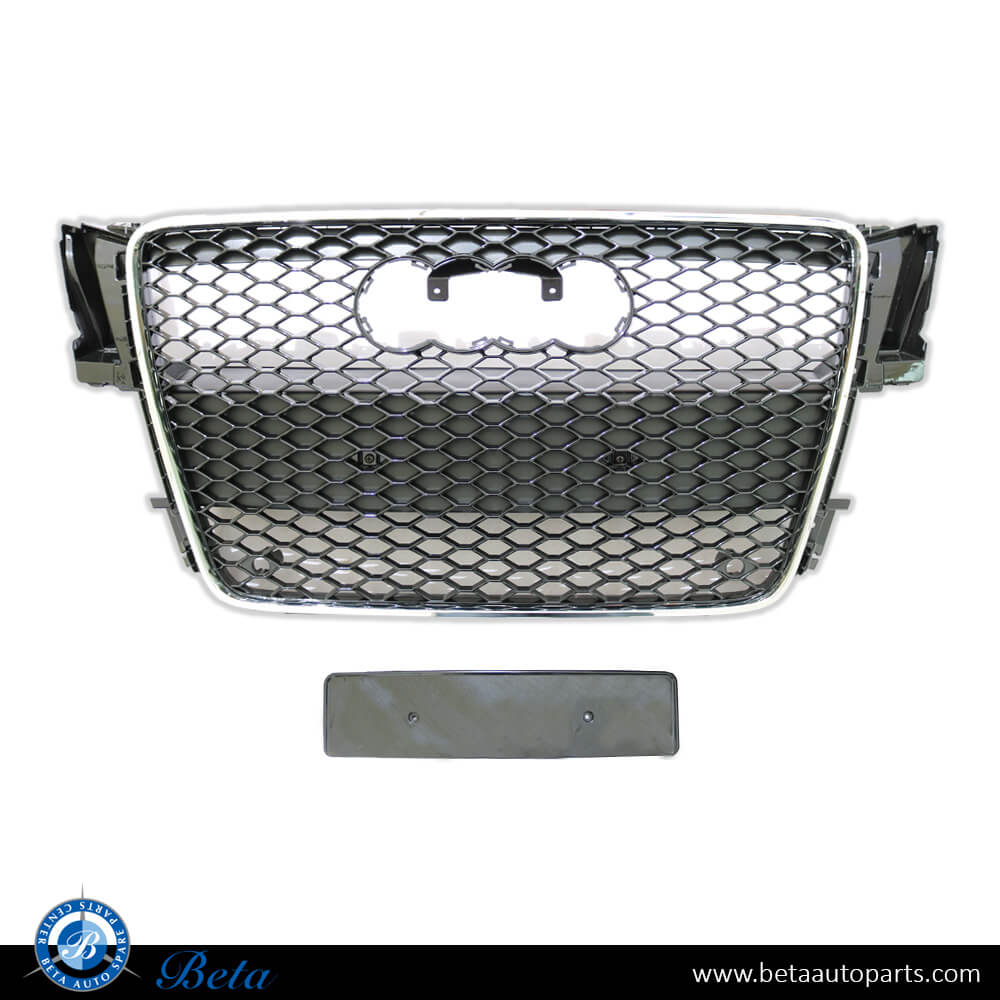 Grille RS5 Look Black and Chrome color for Audi A5 2008-2011 models, Part Number 8T0853651E