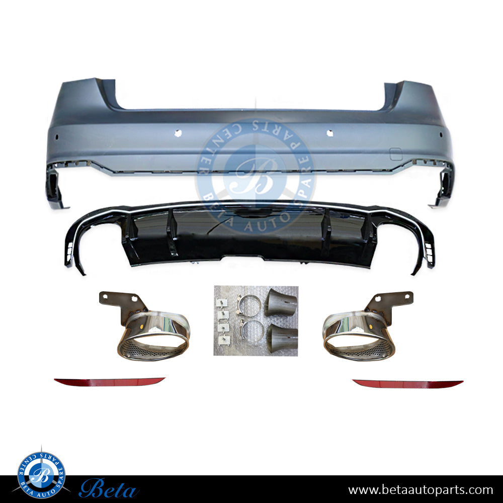 Audi A4 (2016-2019), Rear Bumper Assembly with Exhaust Tips RS4 Look, China, 8W5807067A