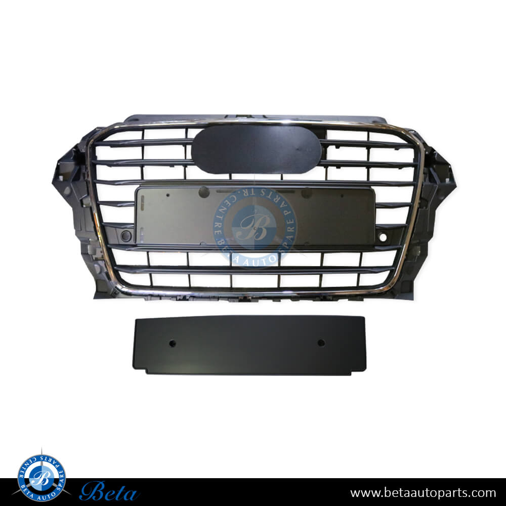 Radiator Grille with PDC Gray color for Audi A3 2013-2016 models, Part Number 8V5853651