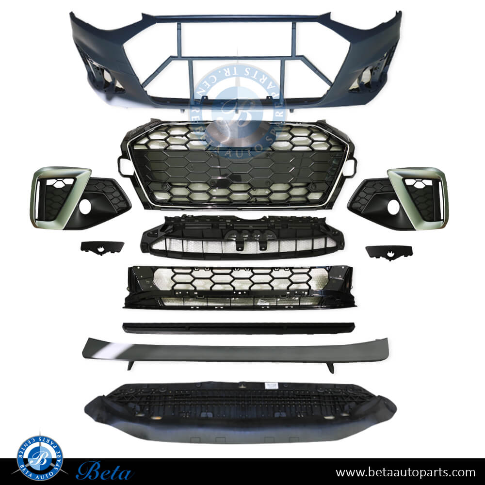 Audi A4 S-Line (2020-Up), Front Bumper with Park Assist and without Washer, China, 8W0807065BF