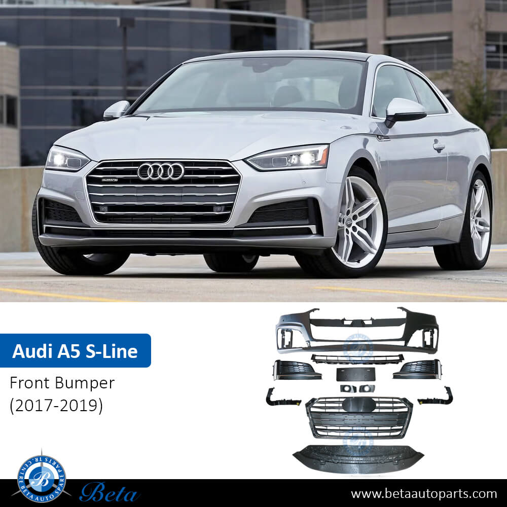 Audi A5 S-Line (2017-2019), Front Bumper with Park Assist / Washer and without ACC, China, 8W6807065L