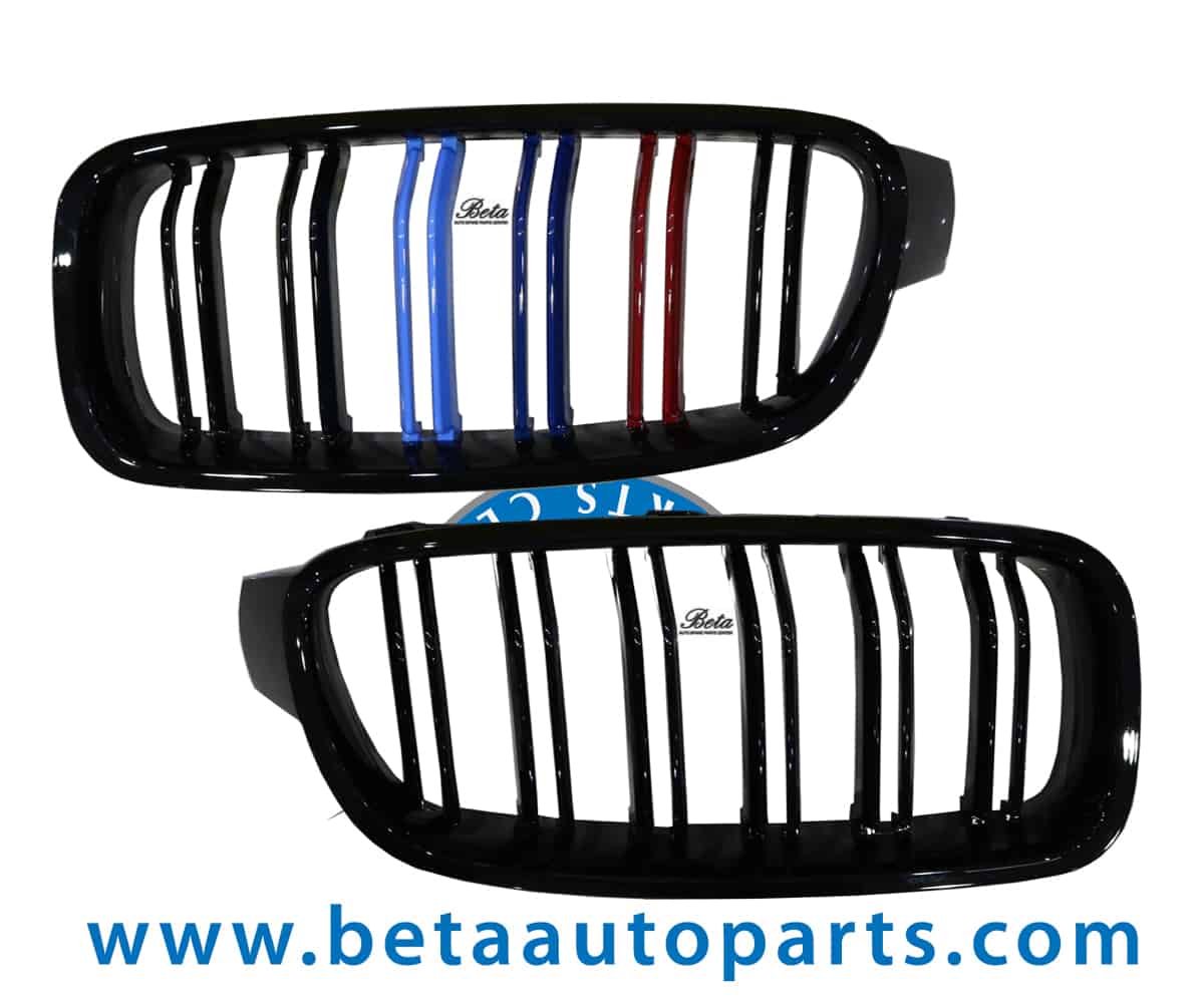 Radiator Grille 3 Color Look -Gloss Black for BMW 3 Series F30 2012-2018 models, Part Number 51712240775 / 51712240778