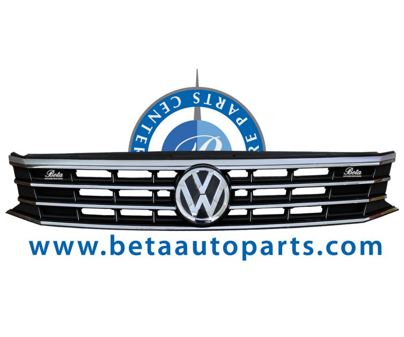 Radiator Grille Middle Equipped without Logo USA Type -Black and Chrome for Volkswagen Passat 2015-2019 models, Part Number 561853651HOQE