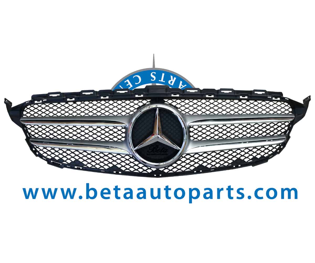 Radiator Grille 2-Line with Logo without Camera Hole Sport/Avantgarde for Mercedes C-Class W205 2015-2018 models, Part Number 2058880023