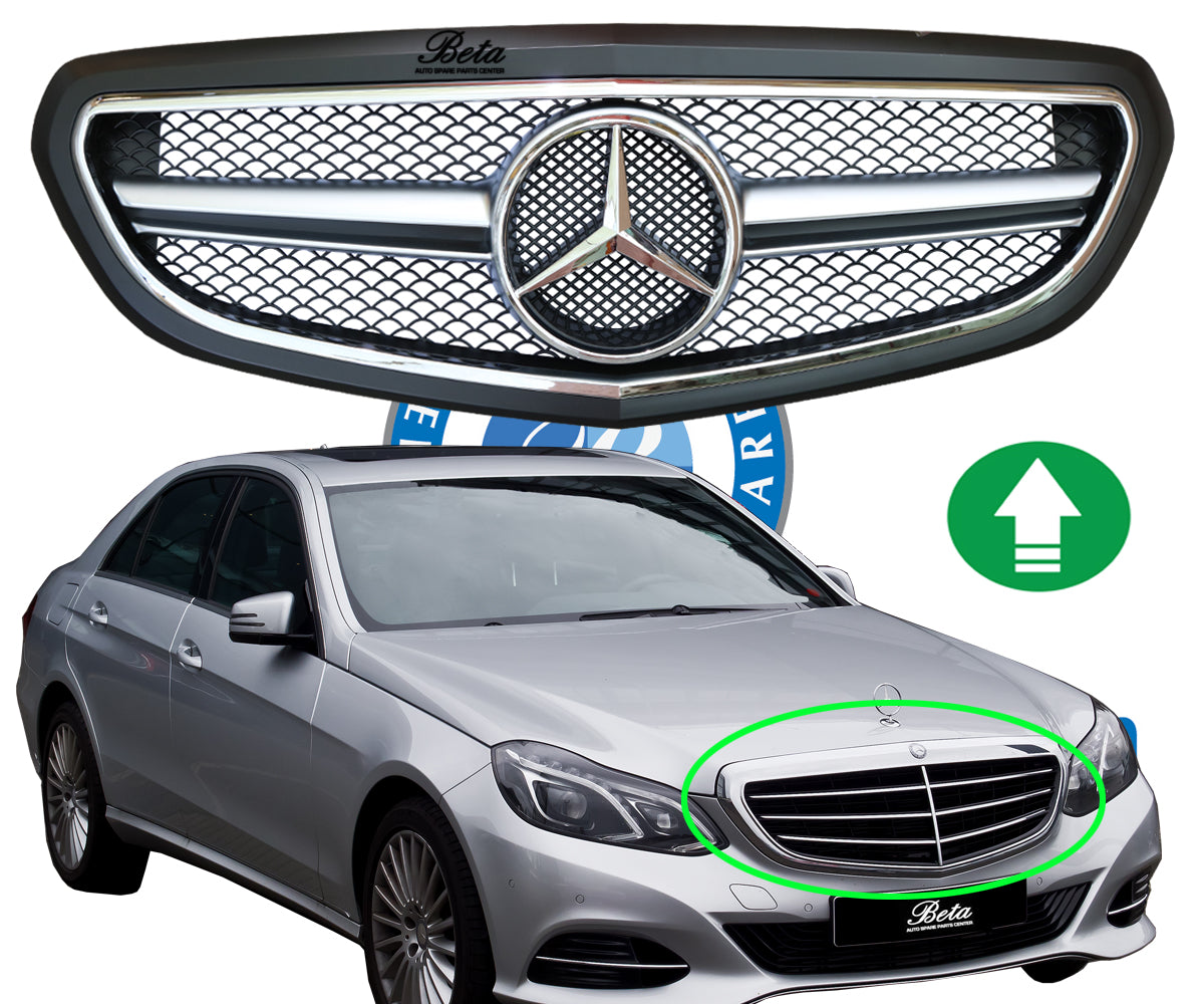 Mercedes E-Class W212 (2014-2016), Radiator Grille AMG E63 Look Classic -Silver, China, 2128850822